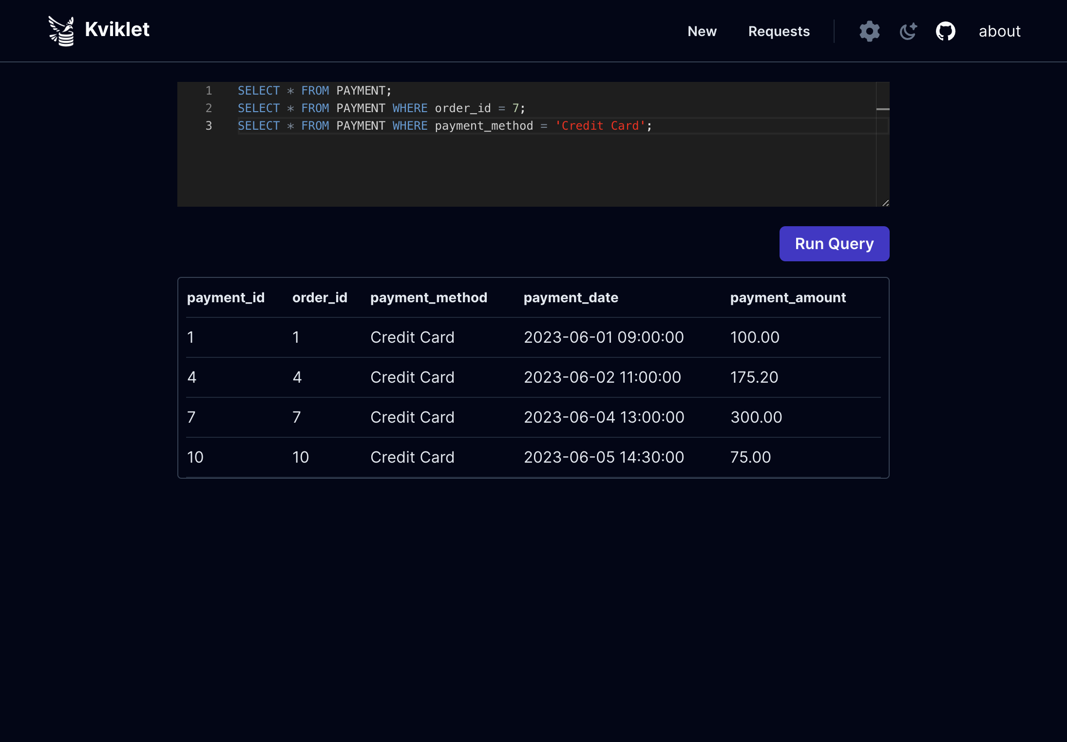 Query database using browser based SQL IDE